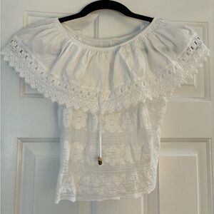 Boho white off the shoulder crochet top